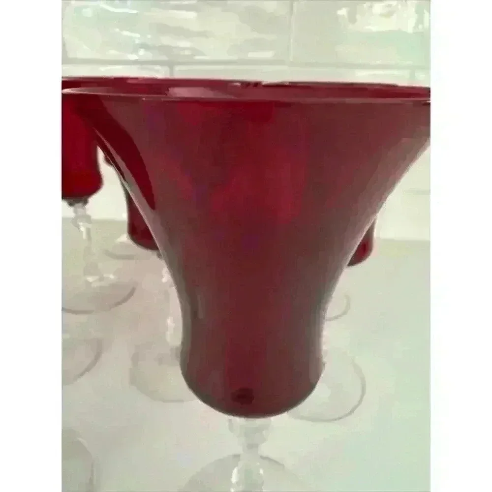 Cambridge Glass Hadron Ruby‎ Red Water Glasses Vintage Set Of 11